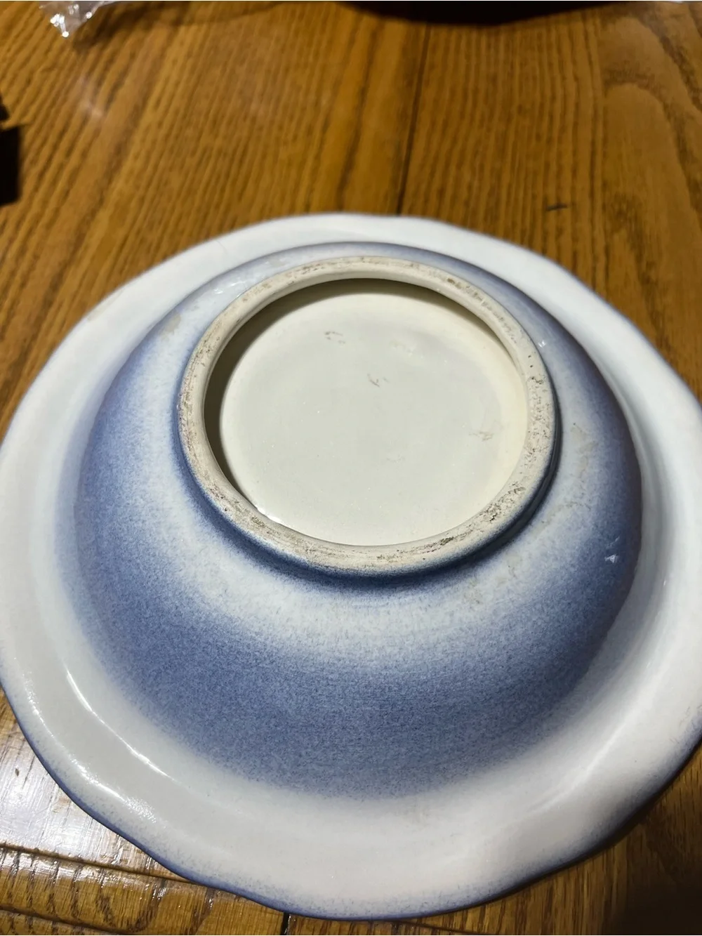 Blue Ceramic Pitcher and Basin with Red Rose Accent